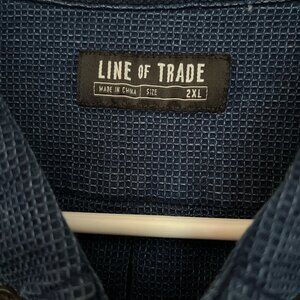 Line of Trade Men's Shirt long sleeve blue waffle grid button up with pocket 2XL